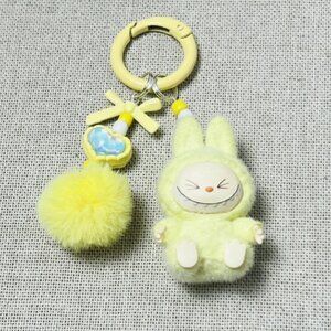 New Cute Yellow Labubu Bunny Keychain dangeler clip